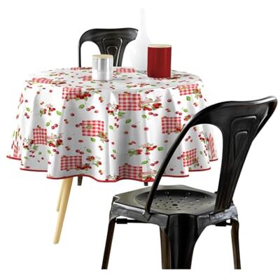 Douceur d'Intérieur , Rund bordsduk (diameter 160 cm) körsbär, PVC tryckt Douceur d'Intérieur , Rund bordsduk (diameter 160 cm) körsbär, PVC tryckt