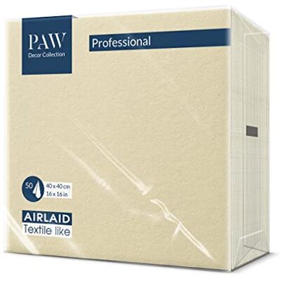 PAW Decor Collection PAW – Airlaid servetter (40 x 40 cm) I 50 stycken I enfärgad I tygliknande I elegant bordsdekoration I HoReCa I För viktiga tillfällen som bröllop, fester, jul I Unicolor: Cream PAW Decor Collection PAW – Airlaid servetter (40 x 40 cm) I 50 stycken I enfärgad I tygliknande I elegant bordsdekoration I HoReCa I För viktiga tillfällen som bröllop, fester, jul I Unicolor: Cream