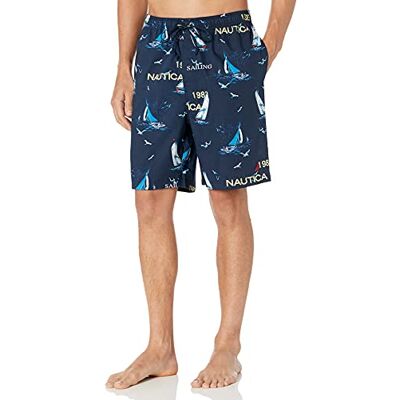 Nautica Mjuk vävd 100% bomull elastiskt midjeband sovpyjamas kort mjuk vävd 100% bomull elastiskt midjeband sovpyjamas kort, BLÅ, S Nautica Mjuk vävd 100% bomull elastiskt midjeband sovpyjamas kort mjuk vävd 100% bomull elastiskt midjeband sovpyjamas kort, BLÅ, S