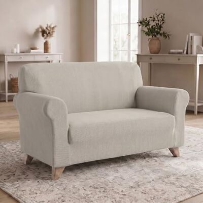 Italian Bed Linen Dahlia elastiskt soffskydd – elastiskt soffskydd 150–180 cm, 2-sits, töjbart överdrag grädde Italian Bed Linen Dahlia elastiskt soffskydd – elastiskt soffskydd 150–180 cm, 2-sits, töjbart överdrag grädde