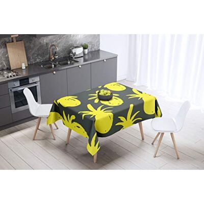 Bonamaison köksdekoration, bordsduk, lila, svart, 140 x 140 cm – designad och tillverkad i Turkiet Bonamaison köksdekoration, bordsduk, lila, svart, 140 x 140 cm – designad och tillverkad i Turkiet