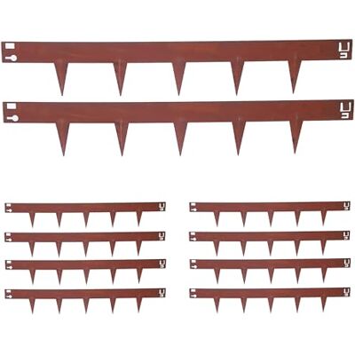 Relaxdays set med gräsmattskantar, 10 st, rostfinish, flexibla säng- och gräsmattskantar, brun, 100 x 0,2 cm Relaxdays set med gräsmattskantar, 10 st, rostfinish, flexibla säng- och gräsmattskantar, brun, 100 x 0,2 cm