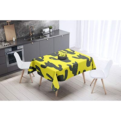 Bonamaison köksdekoration, bordsduk, lila, svart, 140 x 140 cm – designad och tillverkad i Turkiet Bonamaison köksdekoration, bordsduk, lila, svart, 140 x 140 cm – designad och tillverkad i Turkiet