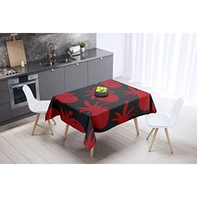 Bonamaison köksdekoration, bordsduk, lila, svart, 140 x 140 cm – designad och tillverkad i Turkiet Bonamaison köksdekoration, bordsduk, lila, svart, 140 x 140 cm – designad och tillverkad i Turkiet