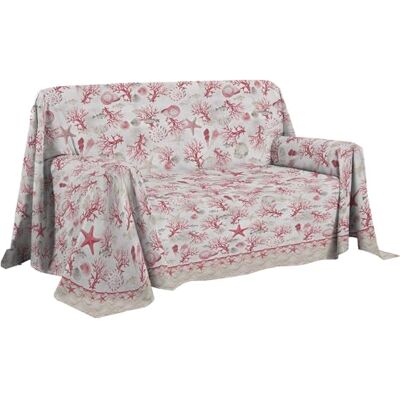 PENSIERI DELICATI Sofföverdrag 250 x 290 cm tillverkat i Italien, heltäckande överdrag i 100% ren bomull, rött marinmönster, perfekt som heminredning, sängöverdrag eller sommartäcke (2 rutor) PENSIERI DELICATI Sofföverdrag 250 x 290 cm tillverkat i Italien, heltäckande överdrag i 100% ren bomull, rött marinmönster, perfekt som heminredning, sängöverdrag eller sommartäcke (2 rutor)