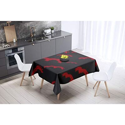 Bonamaison köksdekoration, bordsduk, lila, svart, 140 x 140 cm – designad och tillverkad i Turkiet Bonamaison köksdekoration, bordsduk, lila, svart, 140 x 140 cm – designad och tillverkad i Turkiet