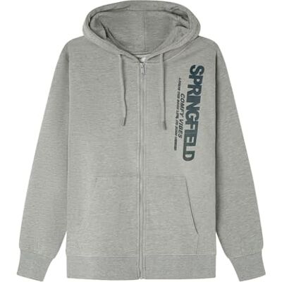 Springfield Ny strukturskjorta med broderi av träd, grå, S Springfield Ny strukturskjorta med broderi av träd, grå, S