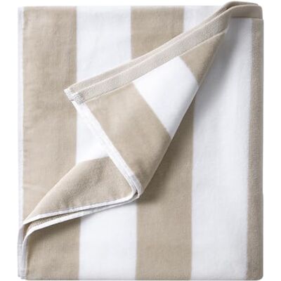 LULUHOME Stor överdimensionerad strandhandduk, stor randig poolhandduk på 91 x 178 cm i bomull, stor mjuk cabana-badhandduk för vuxna, chiffong LULUHOME Stor överdimensionerad strandhandduk, stor randig poolhandduk på 91 x 178 cm i bomull, stor mjuk cabana-badhandduk för vuxna, chiffong
