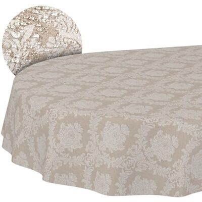 ANRO Duk avtorkbar Damast barock beige oval 180x140 cm utomhus tvättbar i 30 °C – perfekt för trädgård, terrass och matsal – bordsduk i belagd textil ANRO Duk avtorkbar Damast barock beige oval 180x140 cm utomhus tvättbar i 30 °C – perfekt för trädgård, terrass och matsal – bordsduk i belagd textil
