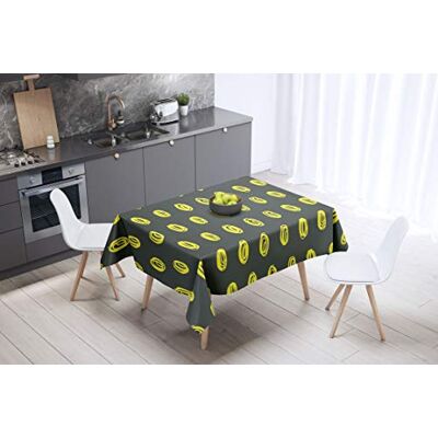 Bonamaison köksdekoration, bordsduk, lila, svart, 140 x 140 cm – designad och tillverkad i Turkiet Bonamaison köksdekoration, bordsduk, lila, svart, 140 x 140 cm – designad och tillverkad i Turkiet