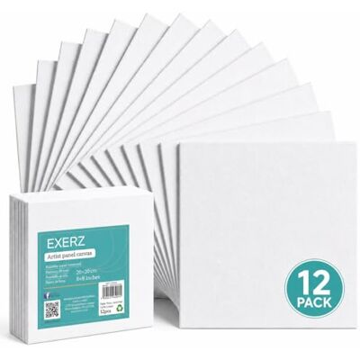 Exerz Målarbox 20 x 20 cm storpack med 12 dukar – 0,3 cm tjock 280 GSM konstduk 100% bomull/vit – för akrylfärger, oljefärger – trippel grundad/utan syra/medelkorn Exerz Målarbox 20 x 20 cm storpack med 12 dukar – 0,3 cm tjock 280 GSM konstduk 100% bomull/vit – för akrylfärger, oljefärger – trippel grundad/utan syra/medelkorn