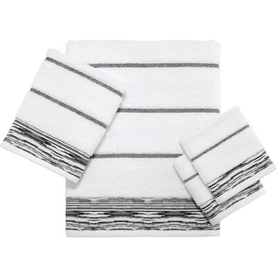 Nicole Miller New York Nicole Miller Handdukar, 4 st mjuka och absorberande handduksset, nödvändigheter för sovsal (Syndey-kollektion, vit/svart) Nicole Miller New York Nicole Miller Handdukar, 4 st mjuka och absorberande handduksset, nödvändigheter för sovsal (Syndey-kollektion, vit/svart)
