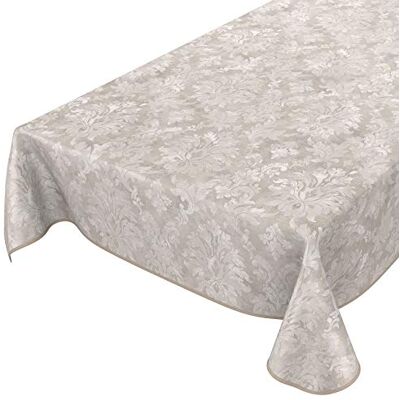 ANRO Vaxduk tvättbar trädgårdsduk vaxduk rund oval kantig inomhus utomhus barock rankmönster ljusgrå beige 100 x 140 cm med fåll – kantad ANRO Vaxduk tvättbar trädgårdsduk vaxduk rund oval kantig inomhus utomhus barock rankmönster ljusgrå beige 100 x 140 cm med fåll – kantad