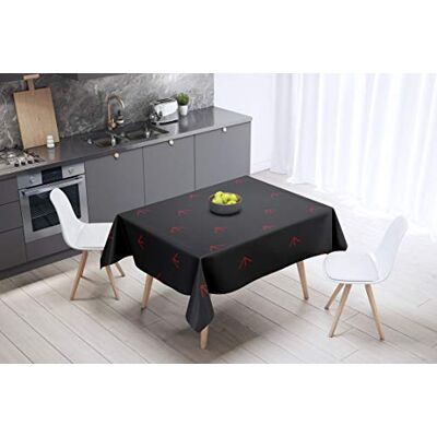 Bonamaison köksdekoration, bordsduk, lila, svart, 140 x 140 cm – designad och tillverkad i Turkiet Bonamaison köksdekoration, bordsduk, lila, svart, 140 x 140 cm – designad och tillverkad i Turkiet