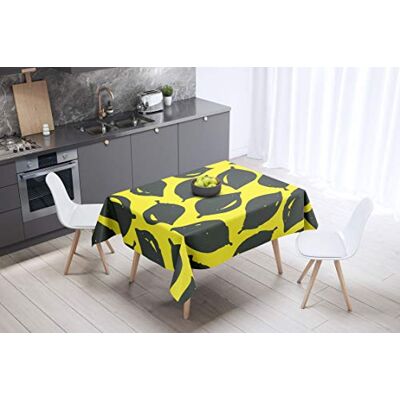 Bonamaison köksdekoration, bordsduk, lila, svart, 140 x 140 cm – designad och tillverkad i Turkiet Bonamaison köksdekoration, bordsduk, lila, svart, 140 x 140 cm – designad och tillverkad i Turkiet