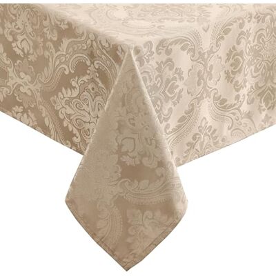 Elrene Damast bordsduk, polyester, brungrått, 132 cm x 178 cm avlång/rektangel Elrene Damast bordsduk, polyester, brungrått, 132 cm x 178 cm avlång/rektangel
