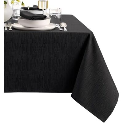 Elrene hem mode kontinental solid textur vatten, fläck- och skrynkelbeständig bordsduk, 152 x 213 cm rektangel, svart Elrene hem mode kontinental solid textur vatten, fläck- och skrynkelbeständig bordsduk, 152 x 213 cm rektangel, svart