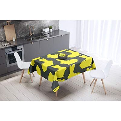 Bonamaison köksdekoration, bordsduk, lila, svart, 140 x 140 cm – designad och tillverkad i Turkiet Bonamaison köksdekoration, bordsduk, lila, svart, 140 x 140 cm – designad och tillverkad i Turkiet