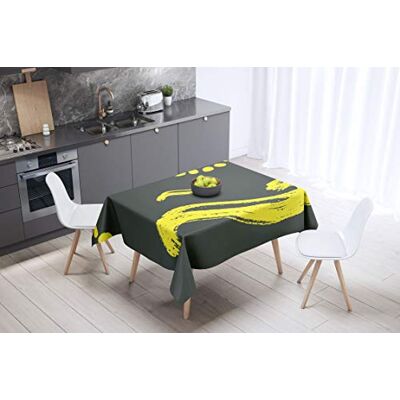 Bonamaison köksdekoration, bordsduk, lila, svart, 140 x 140 cm – designad och tillverkad i Turkiet Bonamaison köksdekoration, bordsduk, lila, svart, 140 x 140 cm – designad och tillverkad i Turkiet