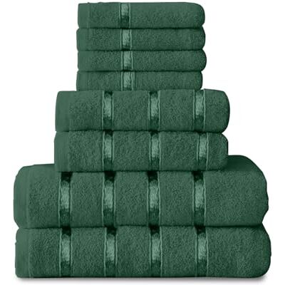 GC GAVENO CAVAILIA 8-delad handduksset – egyptisk bomull ansiktshandduk handduk badhandduk – snabbtorkande och mycket absorberande handdukar kunglig mörkgrön – tvättbara handdukar för badrum GC GAVENO CAVAILIA 8-delad handduksset – egyptisk bomull ansiktshandduk handduk badhandduk – snabbtorkande och mycket absorberande handdukar kunglig mörkgrön – tvättbara handdukar för badrum