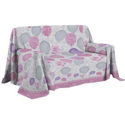 PENSIERI DELICATI Tillverkad i Italien, 180 x 290 cm överdrag 100% ren bomull, mönster med rosballonger, perfekt som dekorhandduk, tvättlapp eller sommaröverkast (1 kvadrat) PENSIERI DELICATI Tillverkad i Italien, 180 x 290 cm överdrag 100% ren bomull, mönster med rosballonger, perfekt som dekorhandduk, tvättlapp eller sommaröverkast (1 kvadrat)