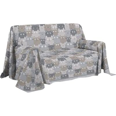 PENSIERI DELICATI Sofföverdrag 250 x 290 cm tillverkat i Italien, heltäckande överdrag i 100% ren bomull, grått Happycat-mönster, perfekt som heminredning, sängöverdrag eller sommaröverkast (2 rutor) PENSIERI DELICATI Sofföverdrag 250 x 290 cm tillverkat i Italien, heltäckande överdrag i 100% ren bomull, grått Happycat-mönster, perfekt som heminredning, sängöverdrag eller sommaröverkast (2 rutor)