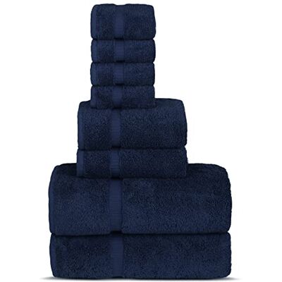 Chakir Turkish Linens Turkiska premiumhanddukar av hotell- och spa-kvalitet, mjuka och absorberande, 100% bomull, handduksset med 8 delar, marinblå Chakir Turkish Linens Turkiska premiumhanddukar av hotell- och spa-kvalitet, mjuka och absorberande, 100% bomull, handduksset med 8 delar, marinblå