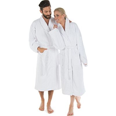 CelinaTex Oregon Badrock, Sjal Krage, Enkel, Lång, Patchade Fickor, Rörledningar, Kvinnor, Män, Unisex, 100% Bomull, Vit, Liten CelinaTex Oregon Badrock, Sjal Krage, Enkel, Lång, Patchade Fickor, Rörledningar, Kvinnor, Män, Unisex, 100% Bomull, Vit, Liten