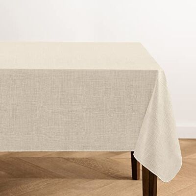 Elrene Home Fashions Monterey linne textur vatten och fläckbeständig vinyl inomhus/utomhus bordsduk med flanellbaksida, 152 x 213 cm rektangel, elfenben Elrene Home Fashions Monterey linne textur vatten och fläckbeständig vinyl inomhus/utomhus bordsduk med flanellbaksida, 152 x 213 cm rektangel, elfenben