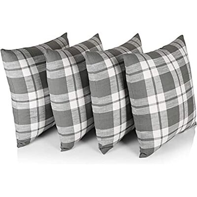 Penguin Home ® 100% bomull dekorativa dubbelsidiga fyrkantiga kuddöverdrag med osynlig dragkedja 45 cm x 45 cm x 18 tum (set med 4, grå/vit rutig), 45 x 45 x 1 cm Penguin Home ® 100% bomull dekorativa dubbelsidiga fyrkantiga kuddöverdrag med osynlig dragkedja 45 cm x 45 cm x 18 tum (set med 4, grå/vit rutig), 45 x 45 x 1 cm