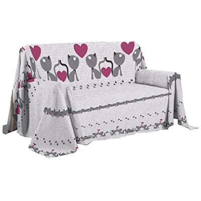 PENSIERI DELICATI Sofföverdrag 250 x 290 cm Tillverkad i Italien, 100% ren bomull, mönstrad kattunge rosa, perfekt som dekorhandduk, tvättlapp eller sommaröverkast (2 rutor) PENSIERI DELICATI Sofföverdrag 250 x 290 cm Tillverkad i Italien, 100% ren bomull, mönstrad kattunge rosa, perfekt som dekorhandduk, tvättlapp eller sommaröverkast (2 rutor)