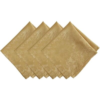 Threadmade Elrene hem mode jacquard semester tyg middagsservetter set med 4, polyester, guld, 43 cm x 43 cm Threadmade Elrene hem mode jacquard semester tyg middagsservetter set med 4, polyester, guld, 43 cm x 43 cm
