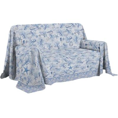 PENSIERI DELICATI Sofföverdrag 180 x 290 cm tillverkat i Italien, heltäckande överdrag i 100% ren bomull, blått marinmönster, perfekt som heminredning, sängöverdrag eller sommartäcke (1 kvadrat) PENSIERI DELICATI Sofföverdrag 180 x 290 cm tillverkat i Italien, heltäckande överdrag i 100% ren bomull, blått marinmönster, perfekt som heminredning, sängöverdrag eller sommartäcke (1 kvadrat)