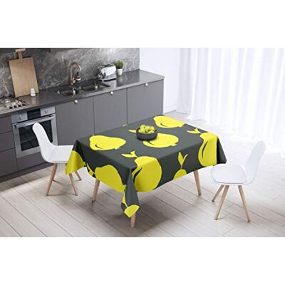 Bonamaison köksdekoration, bordsduk, lila, svart, 140 x 140 cm – designad och tillverkad i Turkiet Bonamaison köksdekoration, bordsduk, lila, svart, 140 x 140 cm – designad och tillverkad i Turkiet