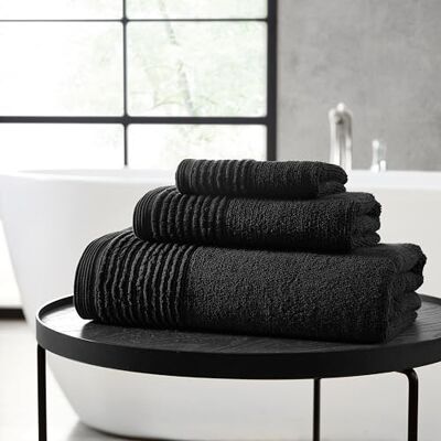 Vera Wang Badhanddukar i 100% mjuk och absorberande frottébomull, låg ludd, blekningsbeständiga, medelvikt, badrum, (Sculpted Pleat Black, 6 st) Vera Wang Badhanddukar i 100% mjuk och absorberande frottébomull, låg ludd, blekningsbeständiga, medelvikt, badrum, (Sculpted Pleat Black, 6 st)