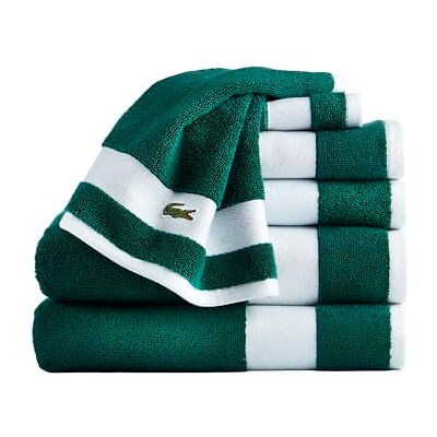 Lacoste Sport Stripe 6-Piece Luxury Cotton Towel Set – Made with 100% Soft Supima Cotton, Absorbent & Quick-Drying, Includes 2 Bath Towels, 2 Hand Towels, 2 Washcloths, Croc Green Lacoste Sport Stripe 6-Piece Luxury Cotton Towel Set – Made with 100% Soft Supima Cotton, Absorbent & Quick-Drying, Includes 2 Bath Towels, 2 Hand Towels, 2 Washcloths, Croc Green
