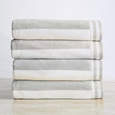 Great Bay Home Strandhanddukar i 100% bomull/velour, 4-pack, 76 x 152 cm, grå Cabana-randiga poolhanddukar, snabbtorkande, stora badhanddukar Great Bay Home Strandhanddukar i 100% bomull/velour, 4-pack, 76 x 152 cm, grå Cabana-randiga poolhanddukar, snabbtorkande, stora badhanddukar