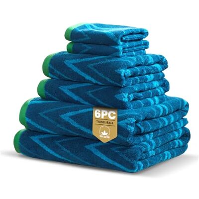 Rapport Home Helix 6-delad handdukslåda Lyxigt 100% bomull 500 GSM set för mjuk absorberande komfort, snabbtorkande användning och elegant badrumsstil Bale havsblå Rapport Home Helix 6-delad handdukslåda Lyxigt 100% bomull 500 GSM set för mjuk absorberande komfort, snabbtorkande användning och elegant badrumsstil Bale havsblå