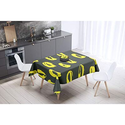 Bonamaison köksdekoration, bordsduk, lila, svart, 140 x 140 cm – designad och tillverkad i Turkiet Bonamaison köksdekoration, bordsduk, lila, svart, 140 x 140 cm – designad och tillverkad i Turkiet