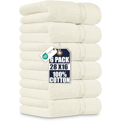 Utopia Towels , Premium handdukset, 100% ringspunnen bomull, ultramjuk och mycket absorberande, 600 g/m², för badrum, gym, dusch, hotell och spa, 40,6 x 71,1 cm, elfenbensvit, 6 Utopia Towels , Premium handdukset, 100% ringspunnen bomull, ultramjuk och mycket absorberande, 600 g/m², för badrum, gym, dusch, hotell och spa, 40,6 x 71,1 cm, elfenbensvit, 6
