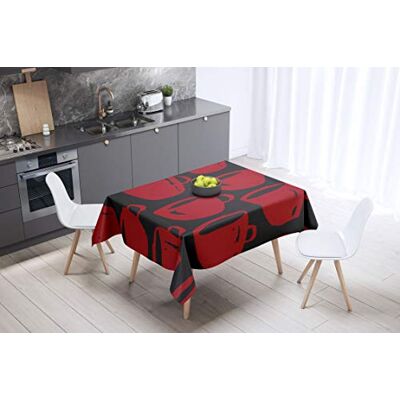 Bonamaison köksdekoration, bordsduk, lila, svart, 140 x 140 cm – designad och tillverkad i Turkiet Bonamaison köksdekoration, bordsduk, lila, svart, 140 x 140 cm – designad och tillverkad i Turkiet