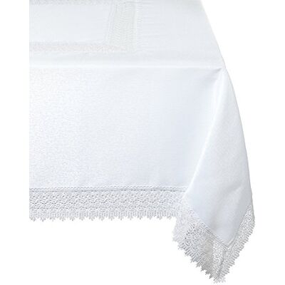 Violet Linen Violett linne skatt spets bordsduk vit 178 cm x 223 cm avlång/rektangel Violet Linen Violett linne skatt spets bordsduk vit 178 cm x 223 cm avlång/rektangel