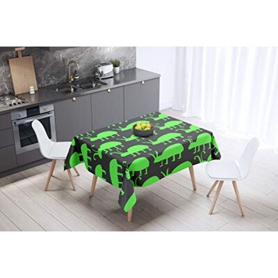 Bonamaison köksdekoration, bordsduk, lila, svart, 140 x 140 cm – designad och tillverkad i Turkiet Bonamaison köksdekoration, bordsduk, lila, svart, 140 x 140 cm – designad och tillverkad i Turkiet