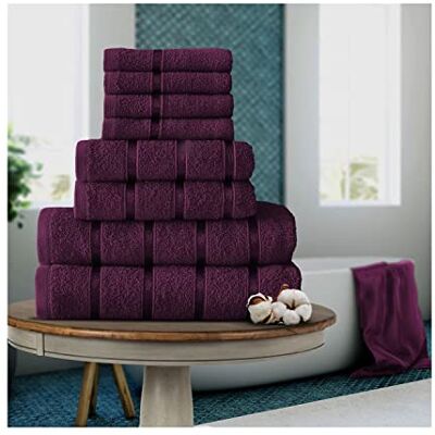 FAIRWAYUK 8-delars handduksset för badrum, ultramjuk vattenabsorberande handduk av högsta kvalitet, 100% egyptisk bomull, 4 x ansikte 2 x hand 2 x badhanddukar, lila FAIRWAYUK 8-delars handduksset för badrum, ultramjuk vattenabsorberande handduk av högsta kvalitet, 100% egyptisk bomull, 4 x ansikte 2 x hand 2 x badhanddukar, lila