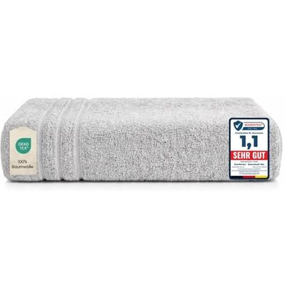 Komfortec badhandduk 100 x 200 cm tillverkad av 100% bomull, bastuhandduk XXL, mjuk, stor, frotté, snabbtorkande, silver Komfortec badhandduk 100 x 200 cm tillverkad av 100% bomull, bastuhandduk XXL, mjuk, stor, frotté, snabbtorkande, silver