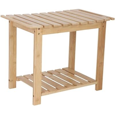 Relaxdays Bambu pall med hylla, handtag, duschhållare, 42 x 53 x 33 cm, naturlig färg Relaxdays Bambu pall med hylla, handtag, duschhållare, 42 x 53 x 33 cm, naturlig färg