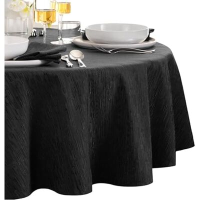 Elrene hem mode kontinental solid textur vatten, fläck- och skrynkelbeständig bordsduk, 228 cm rund, svart Elrene hem mode kontinental solid textur vatten, fläck- och skrynkelbeständig bordsduk, 228 cm rund, svart