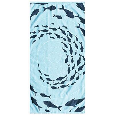 RESTILO Beach Towel Large 90 X 180 Cm Cotton Terry Velour Bath Towel Blue Dark Blue Shoulder RESTILO Beach Towel Large 90 X 180 Cm Cotton Terry Velour Bath Towel Blue Dark Blue Shoulder