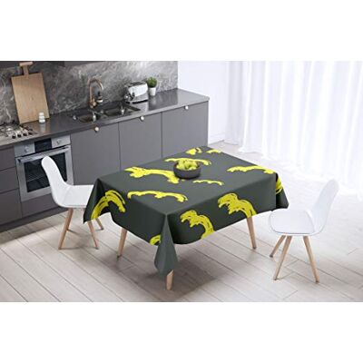 Bonamaison köksdekoration, bordsduk, lila, svart, 140 x 140 cm – designad och tillverkad i Turkiet Bonamaison köksdekoration, bordsduk, lila, svart, 140 x 140 cm – designad och tillverkad i Turkiet