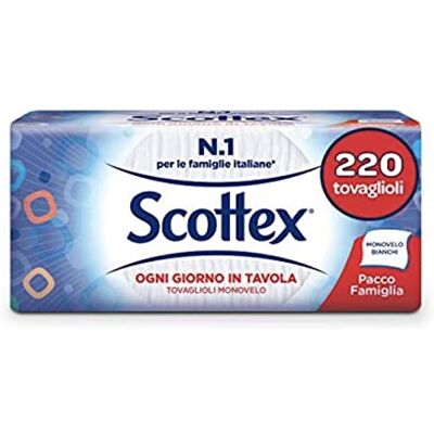 Scottex Servetter Monovelo familjestorlek, 1 förpackning med 200 servetter Scottex Servetter Monovelo familjestorlek, 1 förpackning med 200 servetter